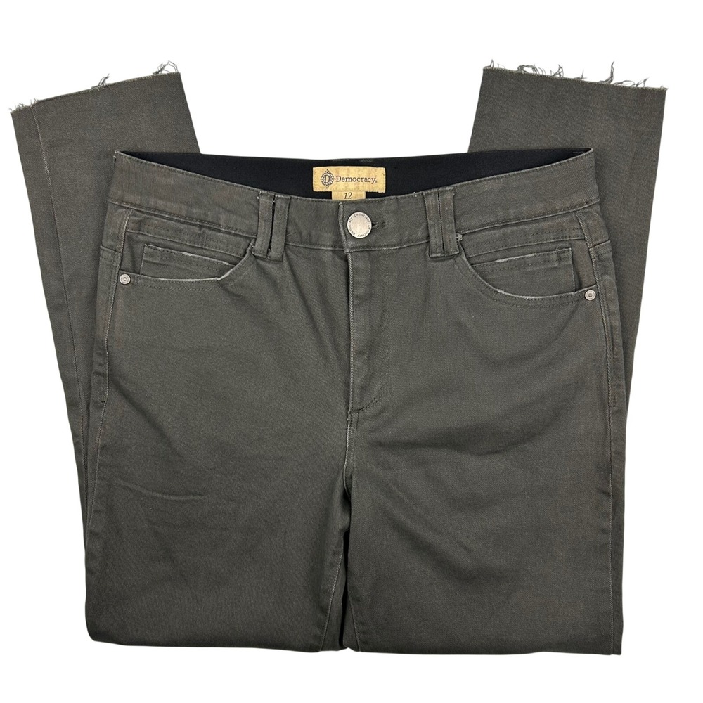 Democracy Ab Technology Charcoal Gray Raw Hem Straight Leg Pants W 12 BN2163YDM